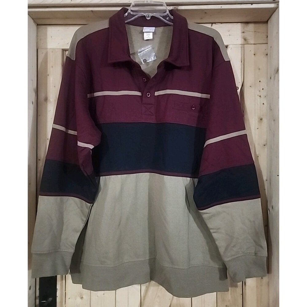 Habband Casual Joe Men's Fleece Pullover Sweatshirt Colorblock Retro 2XL New